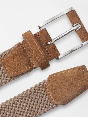 NWT!! Peter Millar Crafted Stretch Woven & Suede Belt - 42